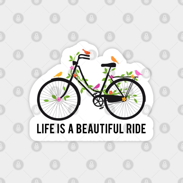 Life is a beautiful ride, vintage bicycle with birds Sticker by beakraus